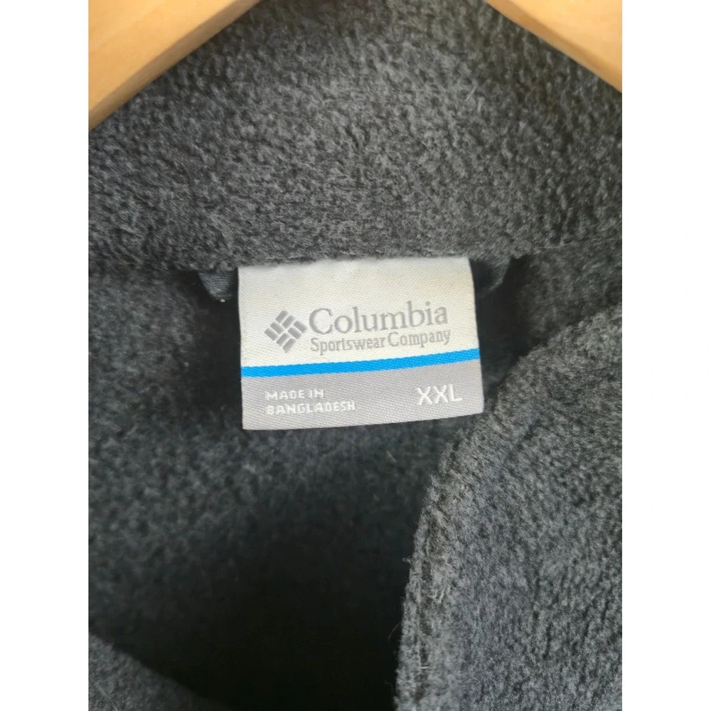 Columbia Fleece Jacket Mens XXL Gray Blue Full Zip Colorblock Outdoor Soft 1349